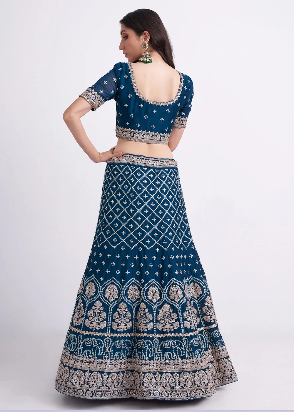 Fabulous Teal Blue Wedding Style Designer Bridal Lehenga Choli