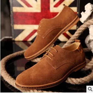 Fashion Suede Leather Casual Flat Lace Up Shoes