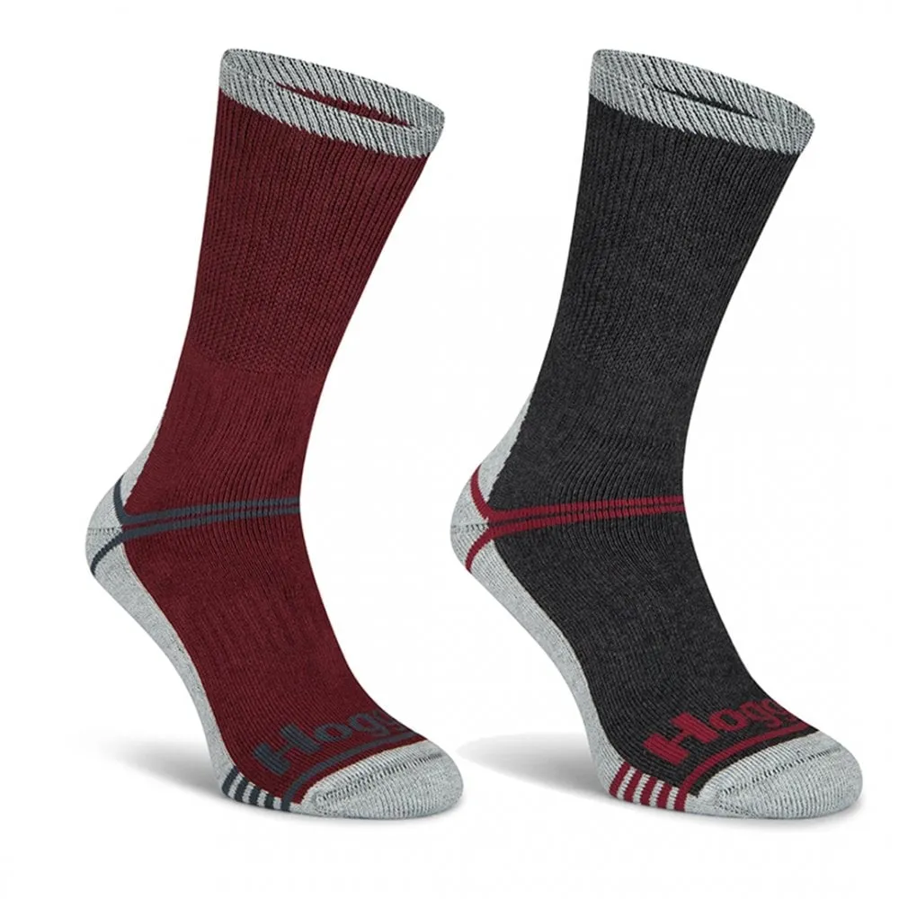 Field & Outdoor Coolmax Sock (Twin Pack) Burgundy/Grey by Hoggs of Fife