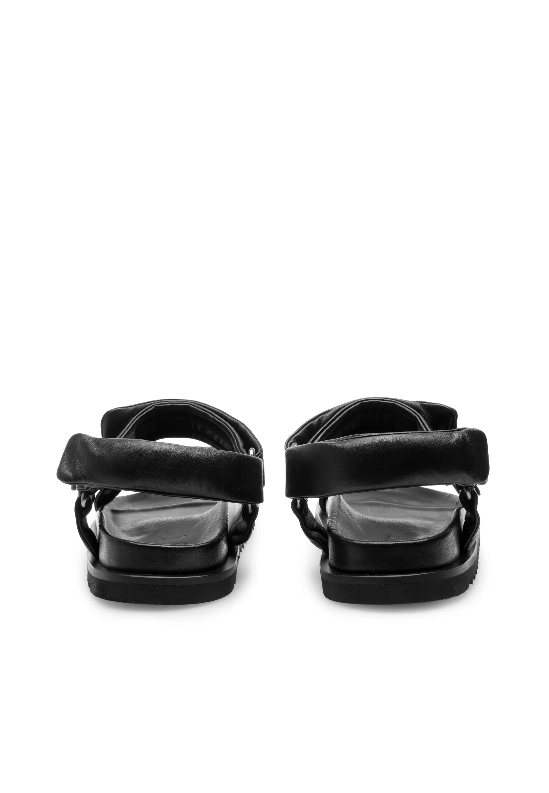 Flora Black Leather Sandals