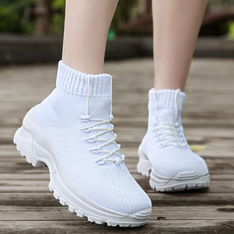 Front Lace-up Fly Knit Sneakers