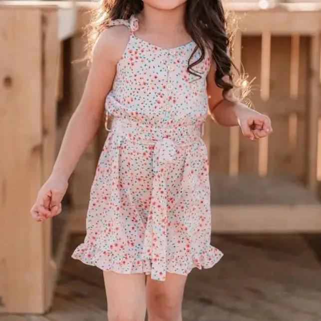 Girls Ashton Tie Strap Ruffle Romper