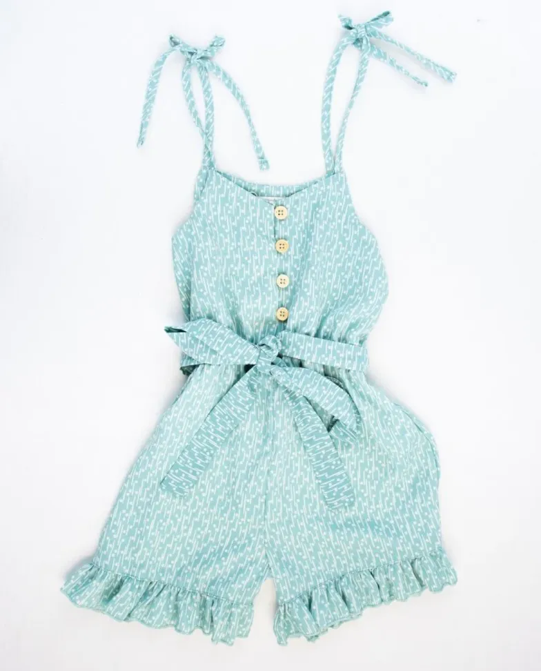 Girls Ashton Tie Strap Ruffle Romper