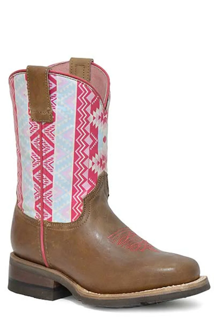 Girl's Roper Aztec Tan Square Toe Boot