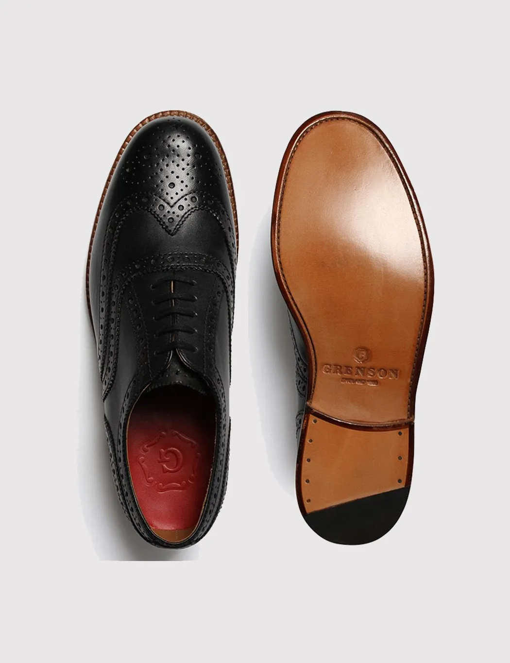 Grenson Angus Calf Brogue Shoes - Black