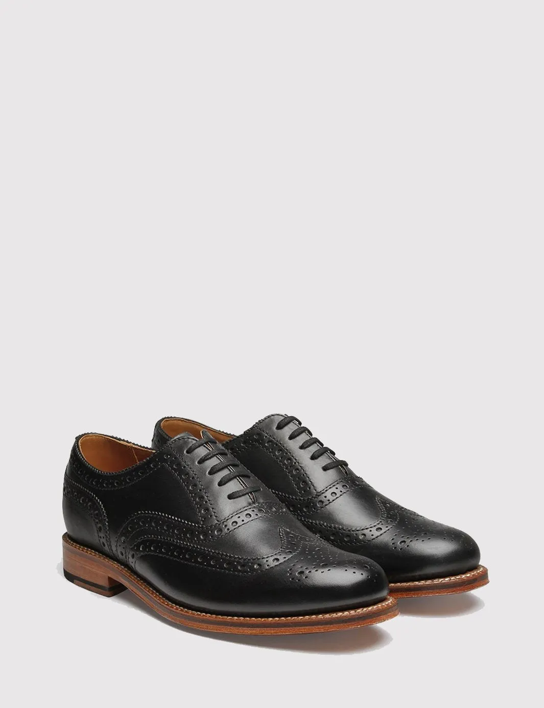 Grenson Angus Calf Brogue Shoes - Black