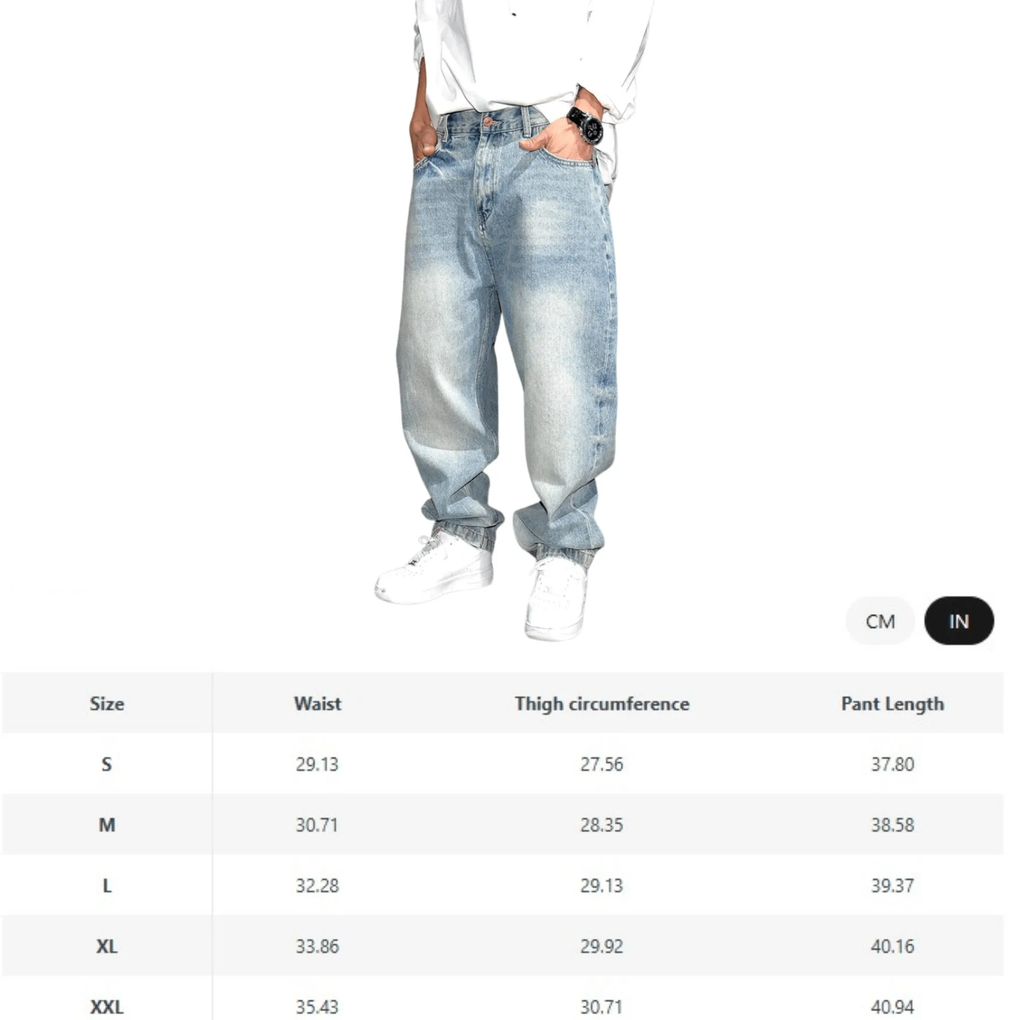 High Quality Vintage Light Blue Baggy Jeans Men's Clothing Fashion Denim Pants Streetwear Skateboard Jeans