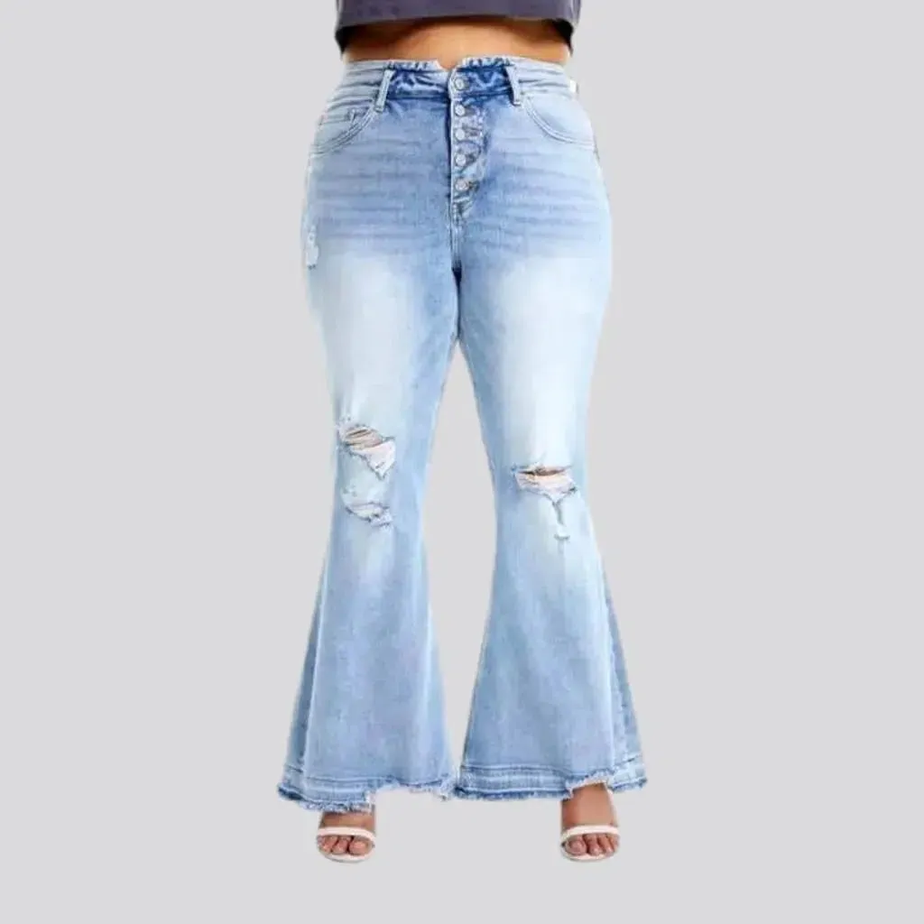 High-waist raw-hem jeans
 for ladies