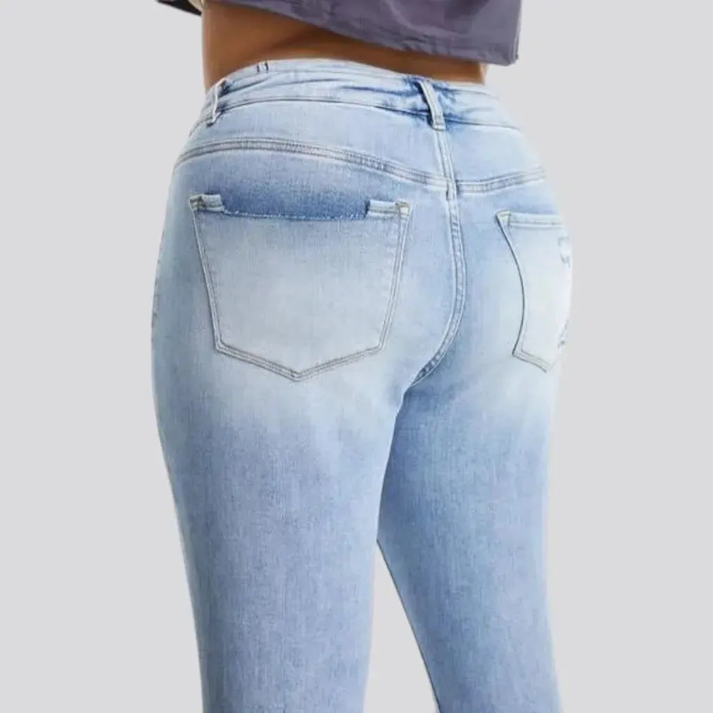 High-waist raw-hem jeans
 for ladies