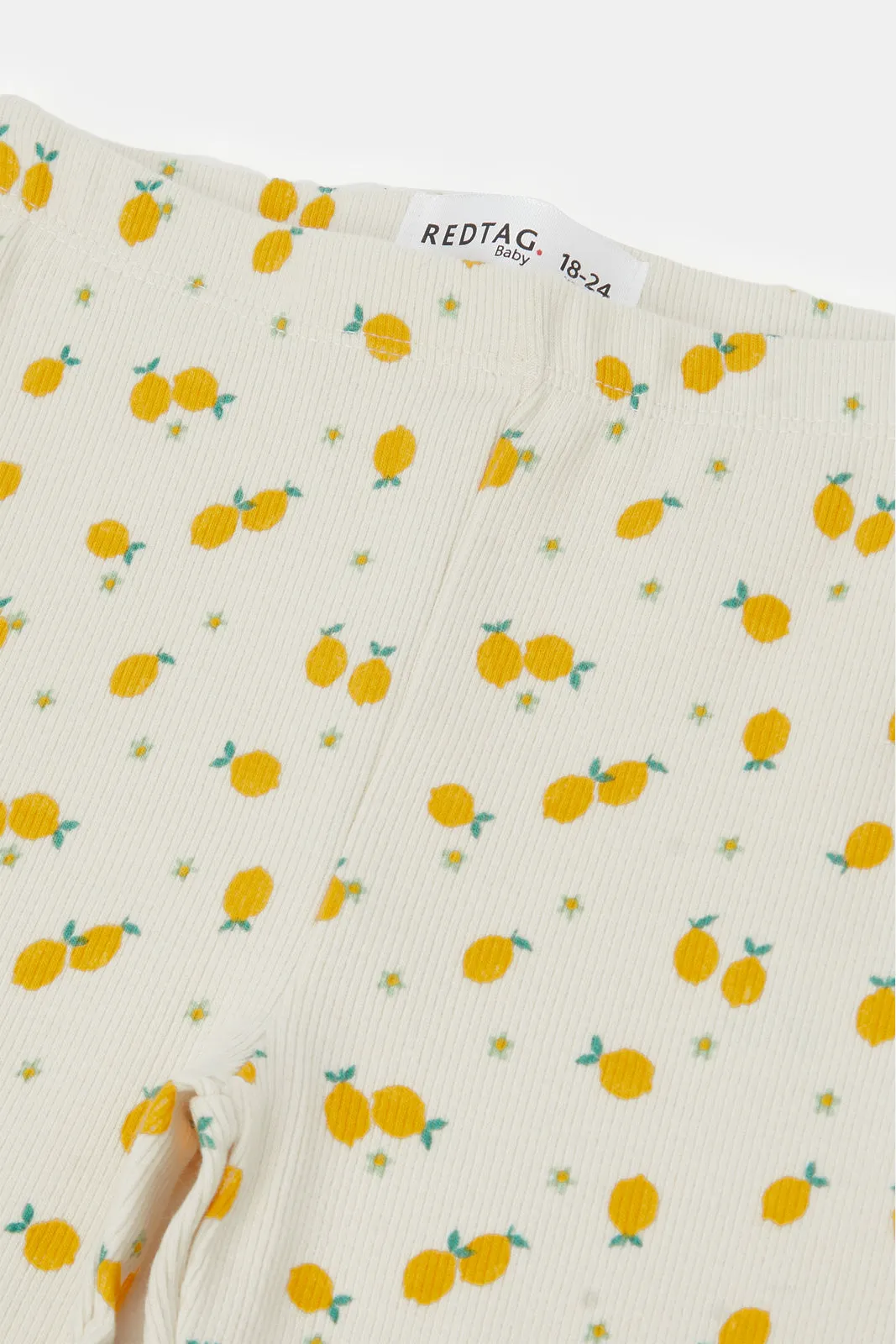 Infant Girls Ivory Lemon Print Flared Leggings