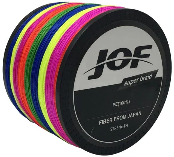 JOF 1000m 18LB - 80LB PE Multifilament 4 Strands Braid Line Ocean Fishing Super Strong Carp Colorful Braided Fishing Line