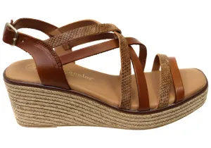 Lola Canales Cathy Womens Spanish Leather Wedge Sandals