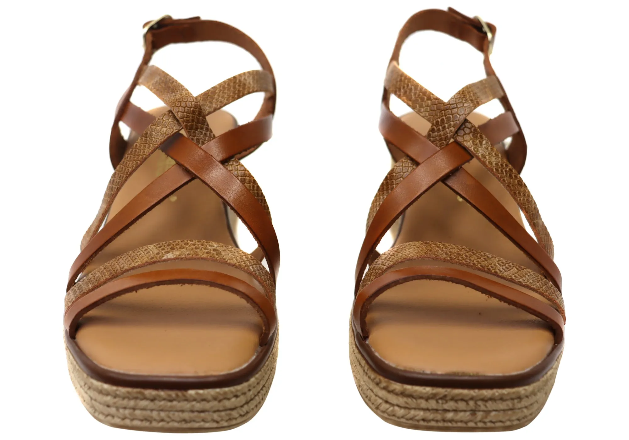 Lola Canales Cathy Womens Spanish Leather Wedge Sandals