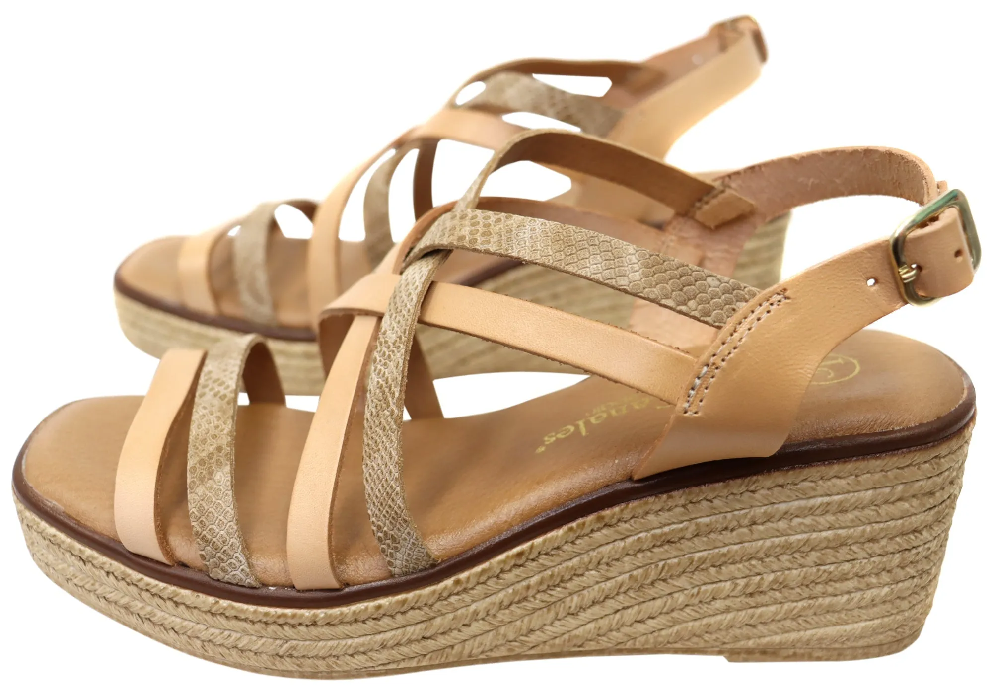 Lola Canales Cathy Womens Spanish Leather Wedge Sandals