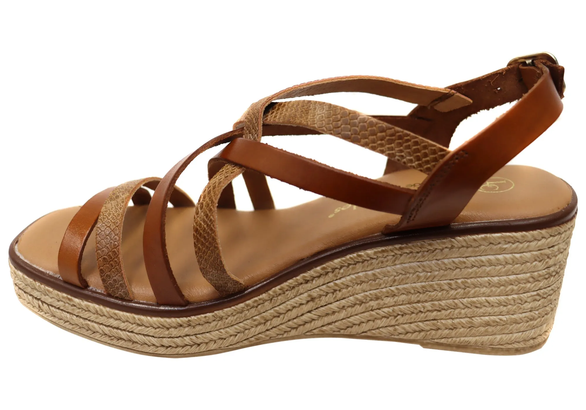 Lola Canales Cathy Womens Spanish Leather Wedge Sandals