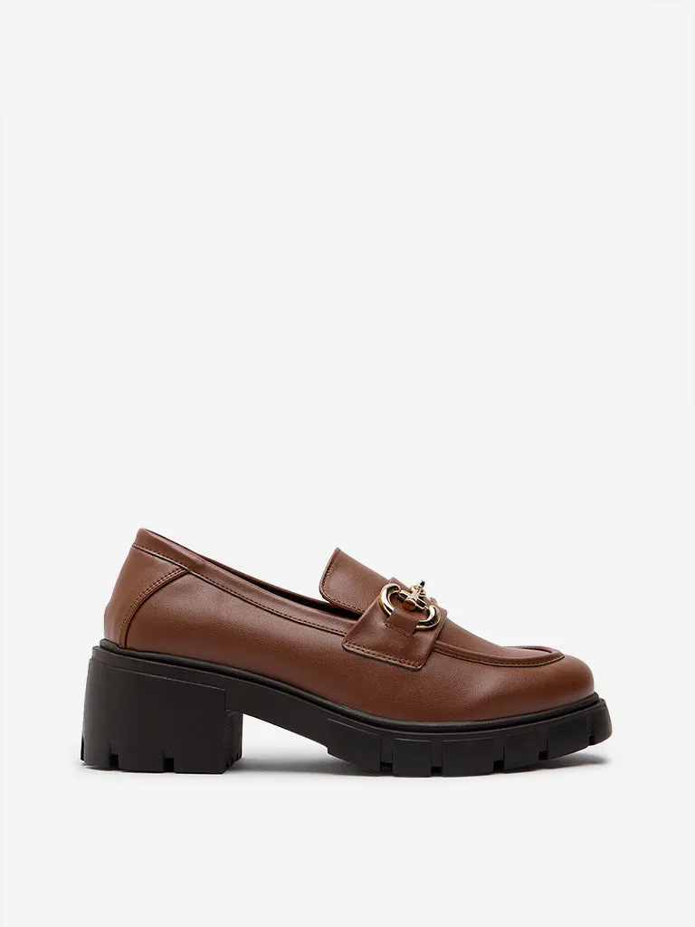 LUNA BLU Tan Chunky Platform Loafers