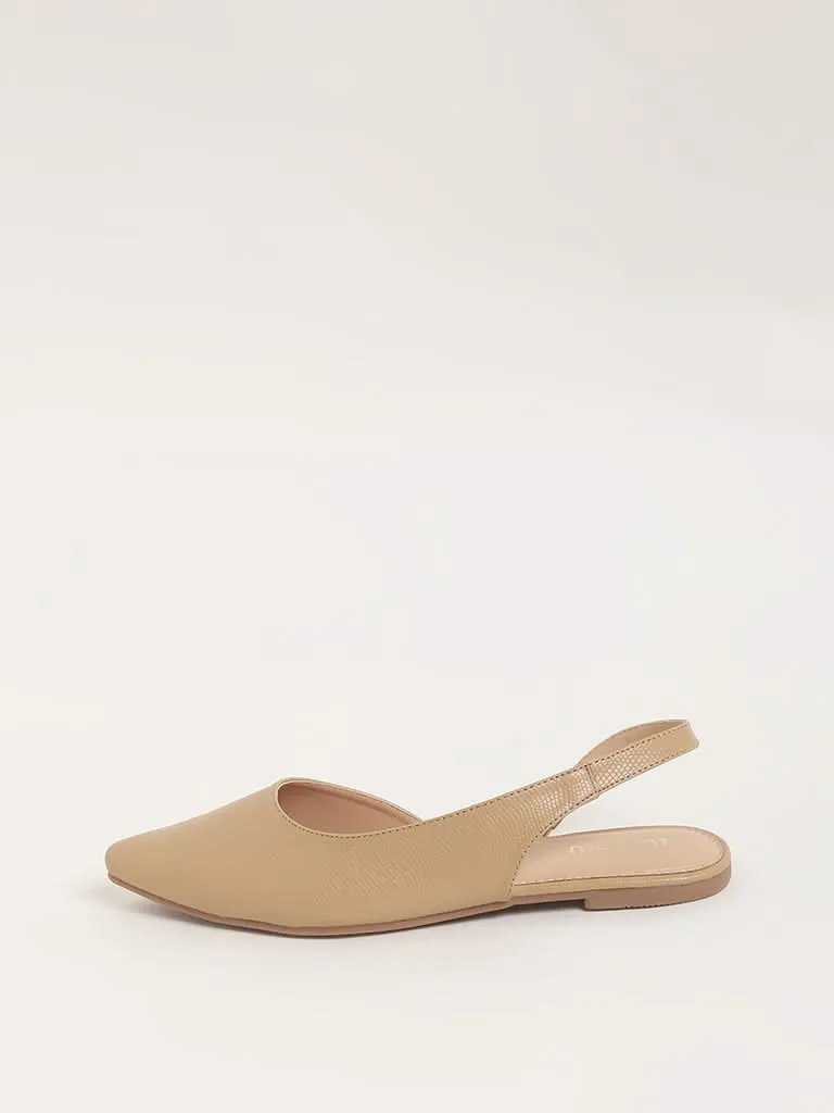 LUNA BLU Taupe Sling-back Mules