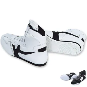 MAR-295A | White Wrestling Shoes w/ Black Outlines