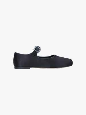 MARY JANE POINTE IN BLACK SATIN