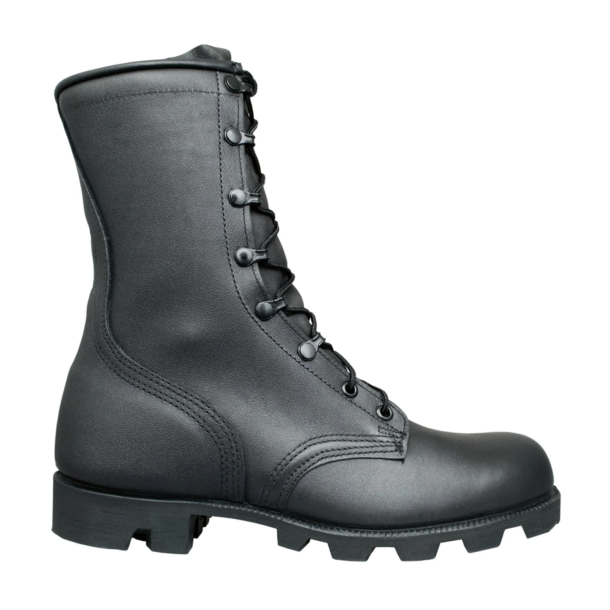 McRae Mens Black Leather Panama Military Combat Boots 8W