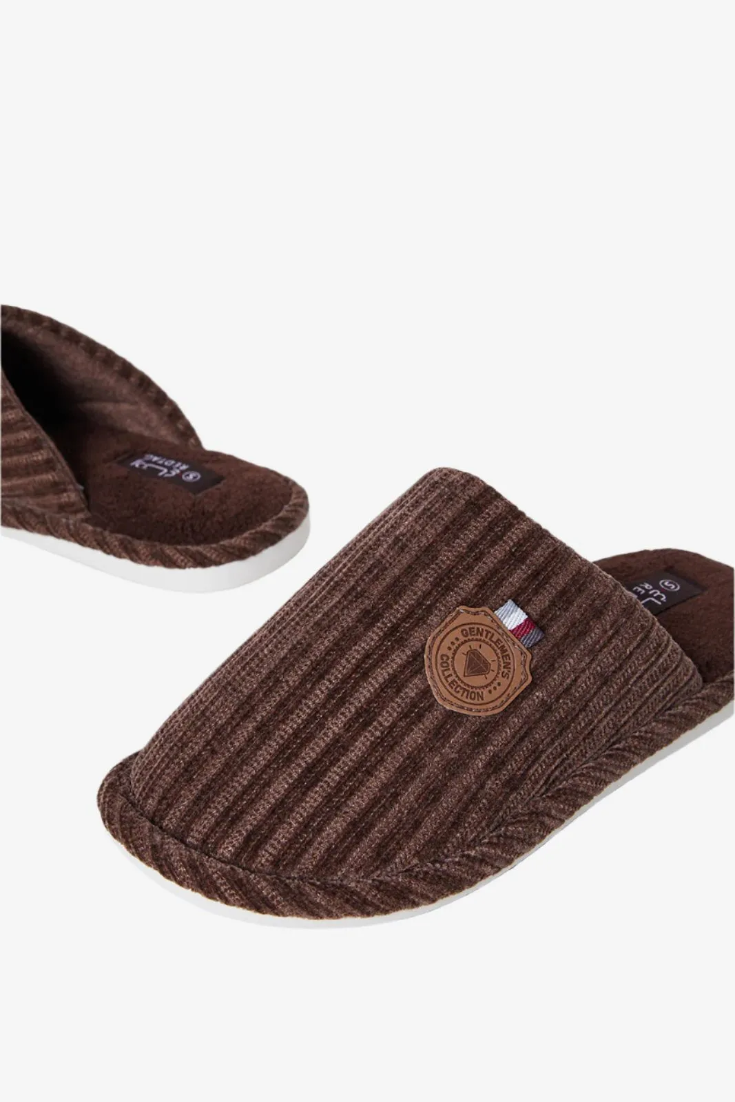 Men Brown Textured Mule Slipper