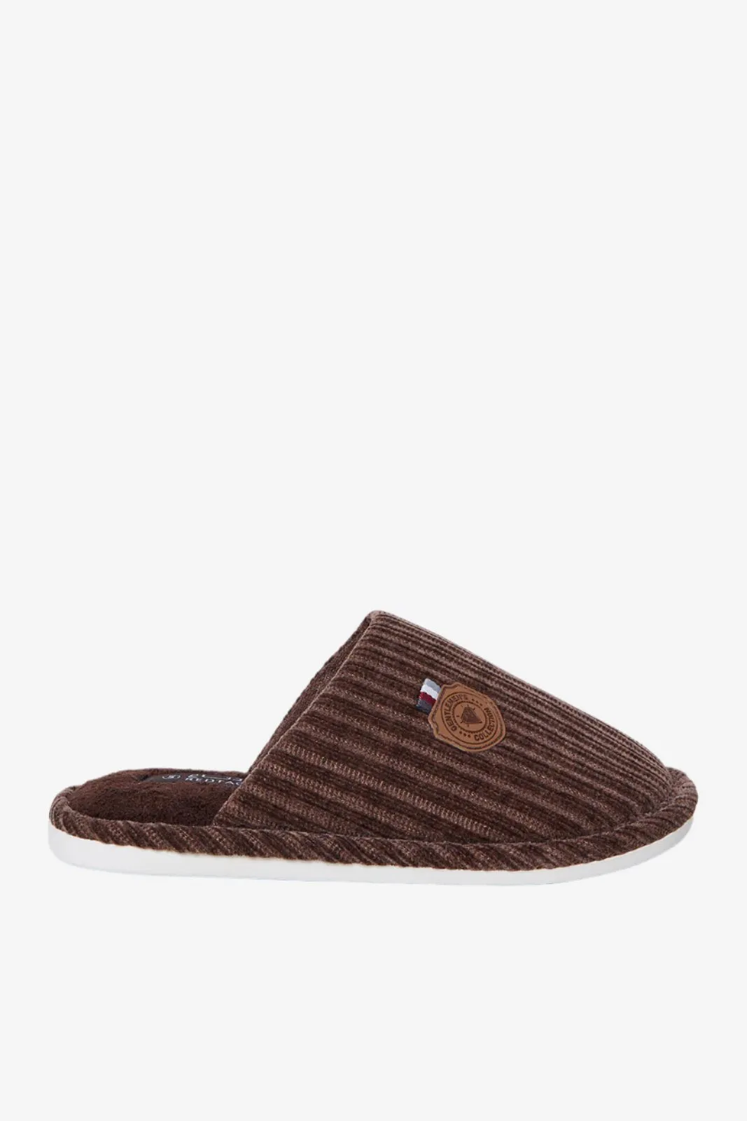 Men Brown Textured Mule Slipper