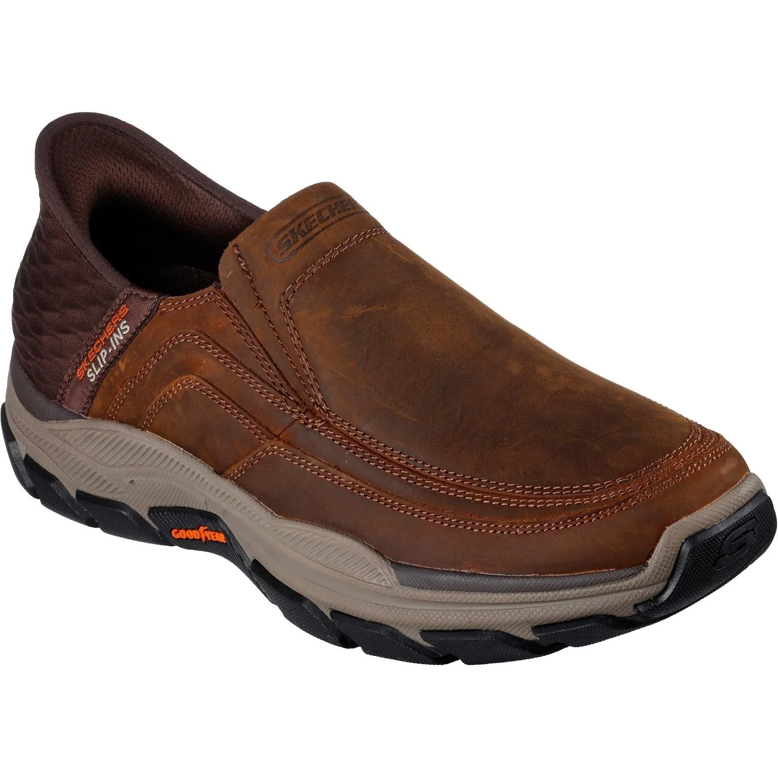 Men's Wide Fit Skechers 204810 Respected Elgin Trainers - Dark Brown