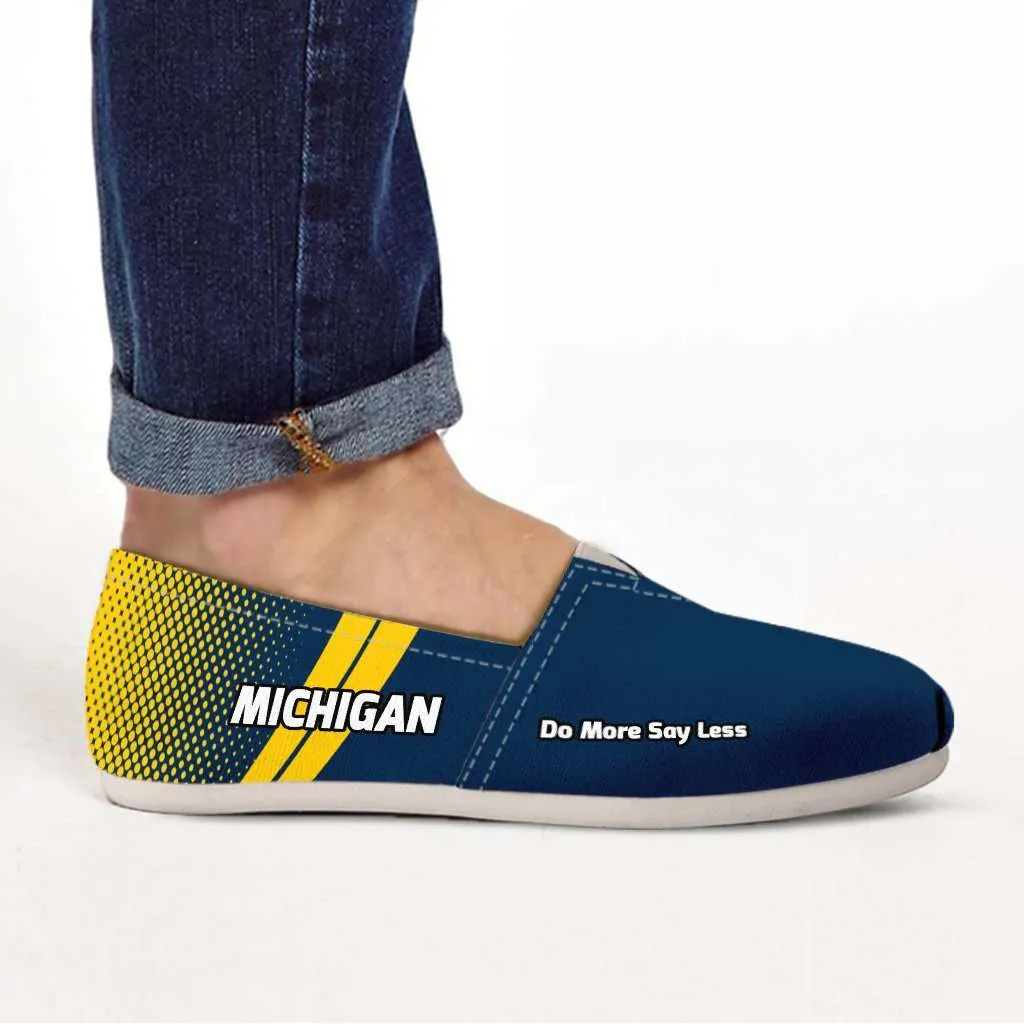 Michigan Do More Say Less Wolverines Basketball Fan Casual Canvas Slip on flats