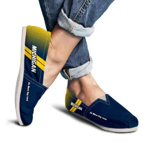 Michigan Do More Say Less Wolverines Basketball Fan Casual Canvas Slip on flats