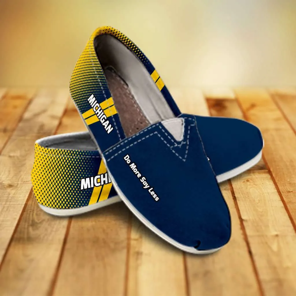 Michigan Do More Say Less Wolverines Basketball Fan Casual Canvas Slip on flats