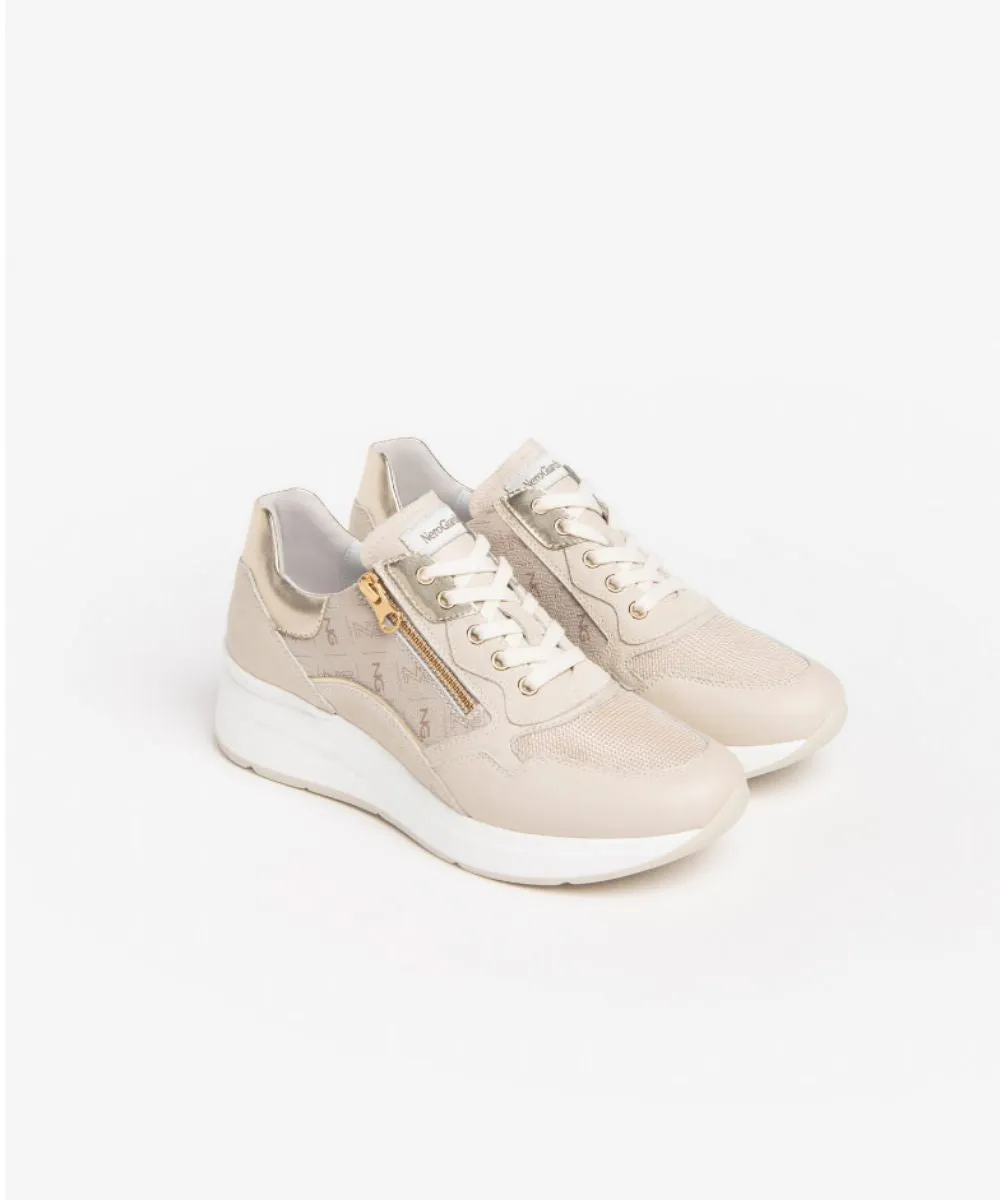 NERO GIARDINI LEATHER SUEDE TRAINERS