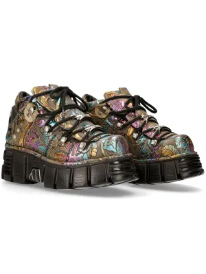 NEW ROCK Gothic Platform Sneakers with Floral Design