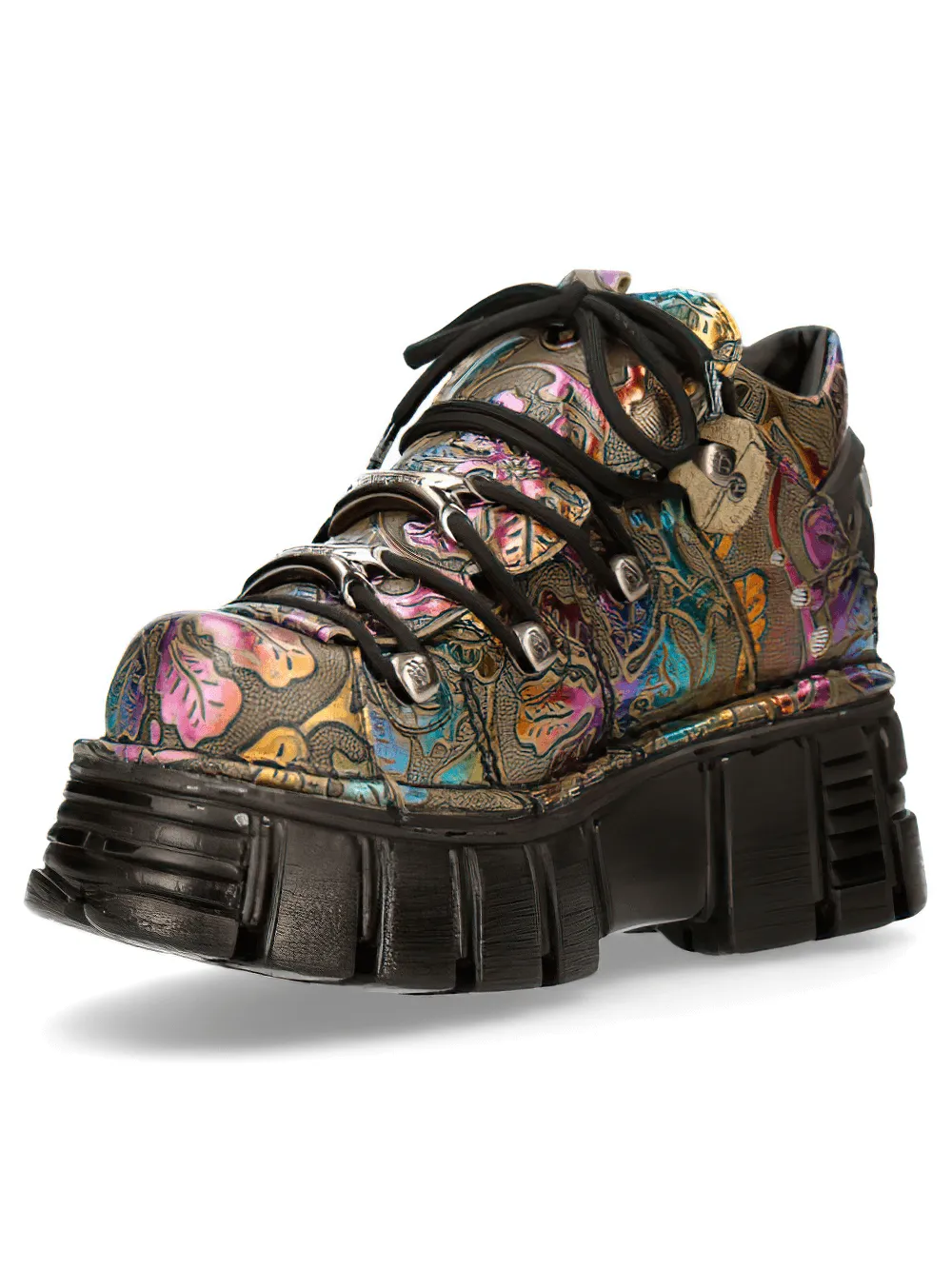 NEW ROCK Gothic Platform Sneakers with Floral Design