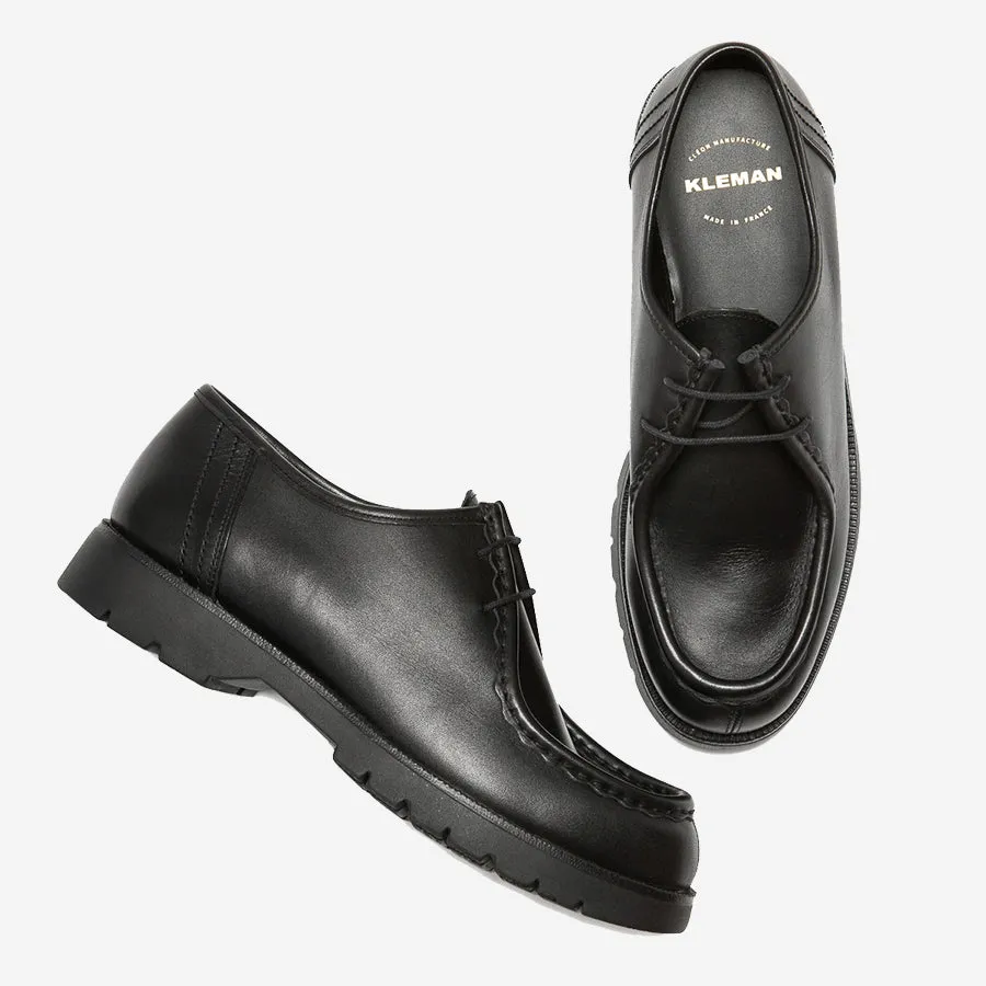 Padror Leather Tyrolean Shoes - Black