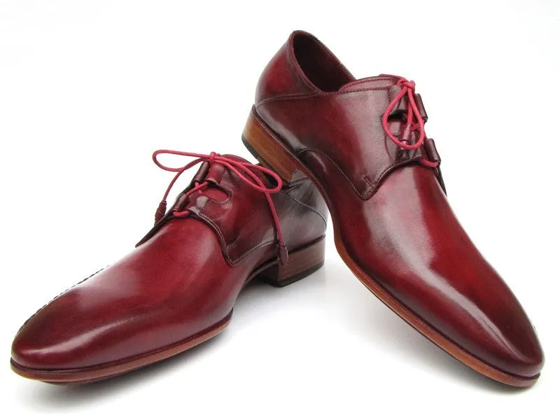 Paul Parkman Ghillie Lacing Side Handsewn Dress Shoes- Burgundy Leather Upper And Leather Sole