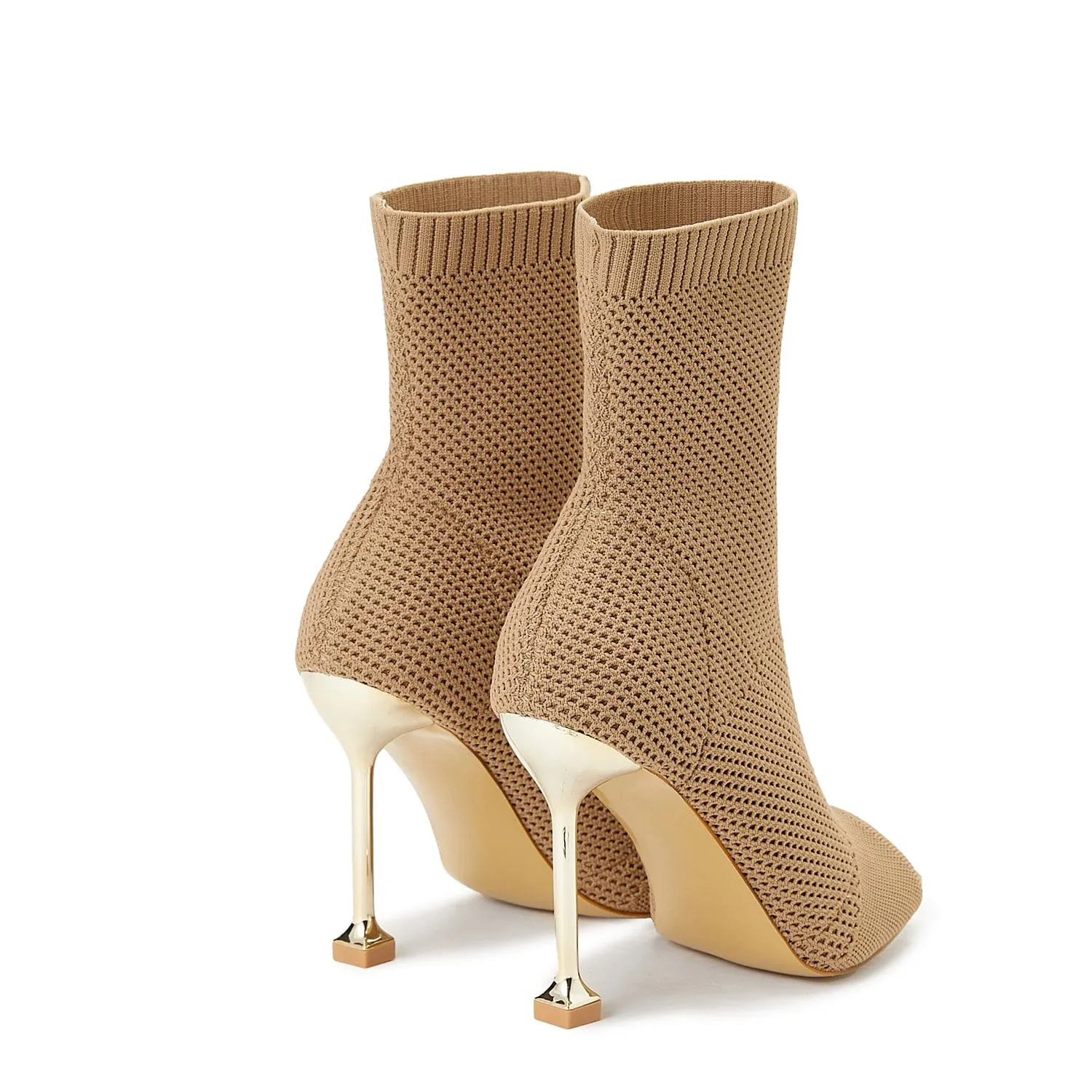 Peep Toe Stiletto Heeled Sock Boots