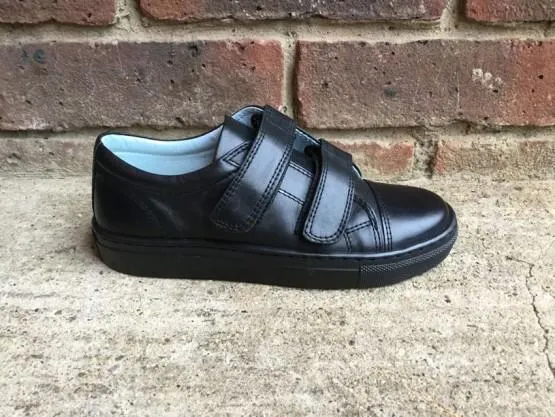 Petasil Pose Boys Black School Shoe