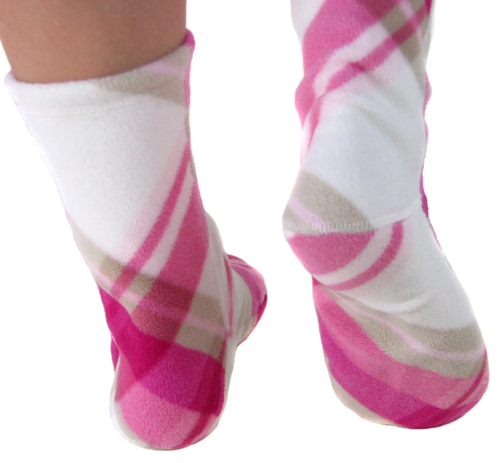 Polar Feet Fleece Socks - Pink Argyle