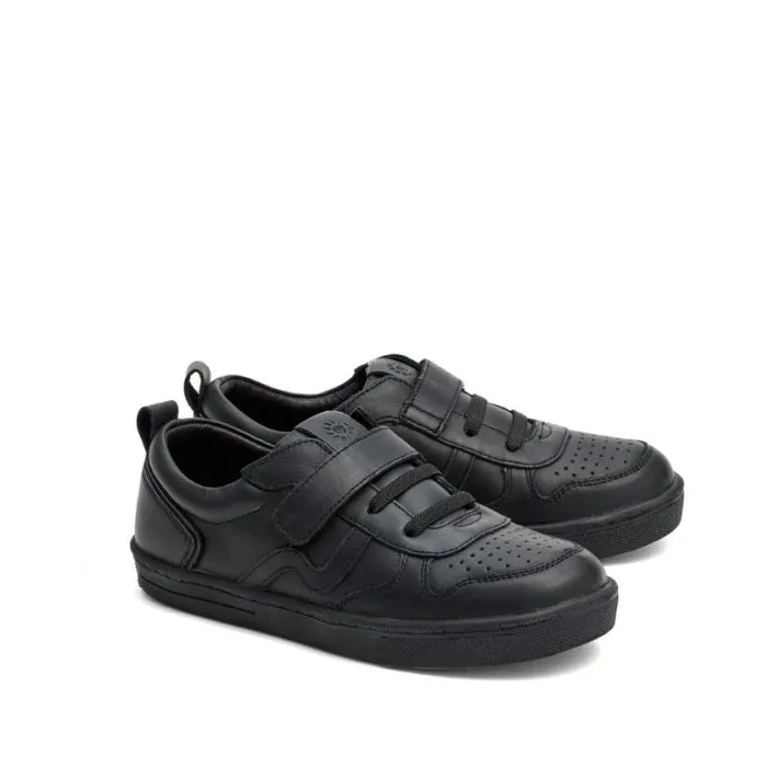 Pretty Brave XO Trainer Black Leather School Shoe