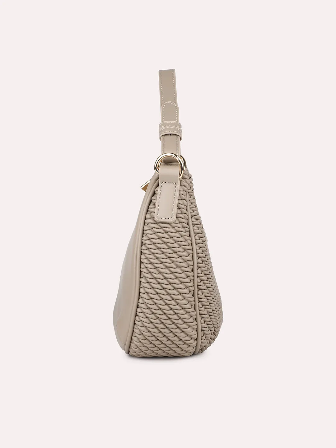 Quilt Grey Structured Handheld Hobo Bag