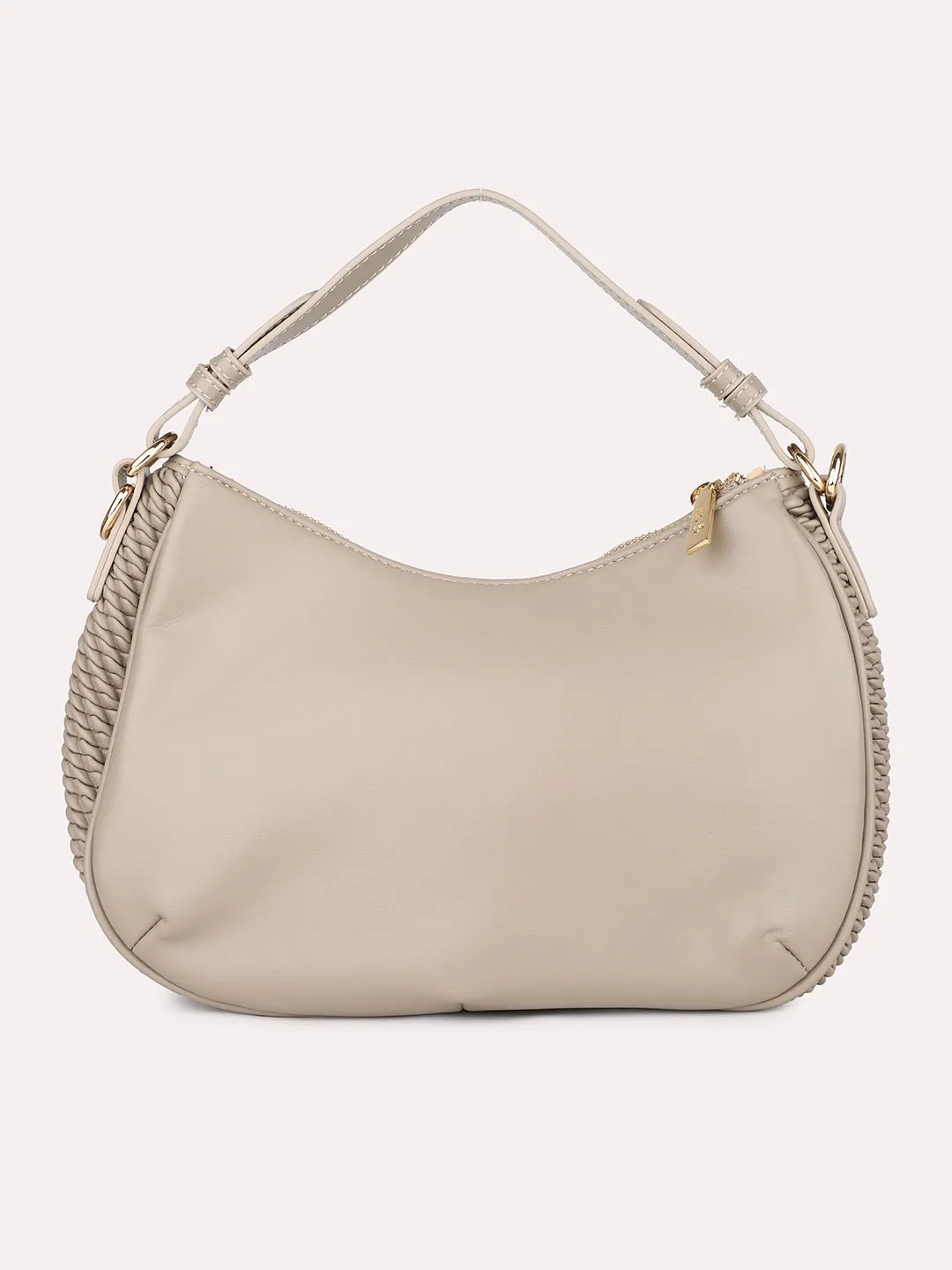 Quilt Grey Structured Handheld Hobo Bag