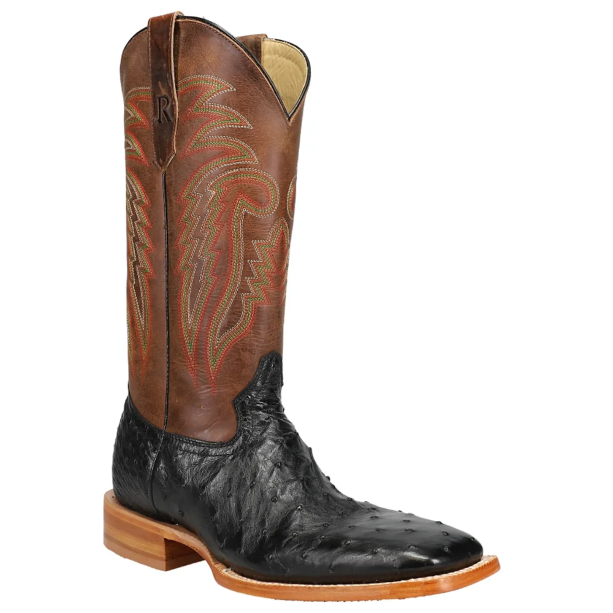 R. WATSON BLACK FULL QUILL OSTRICH  EXOTIC BOOTS - RW4500-2