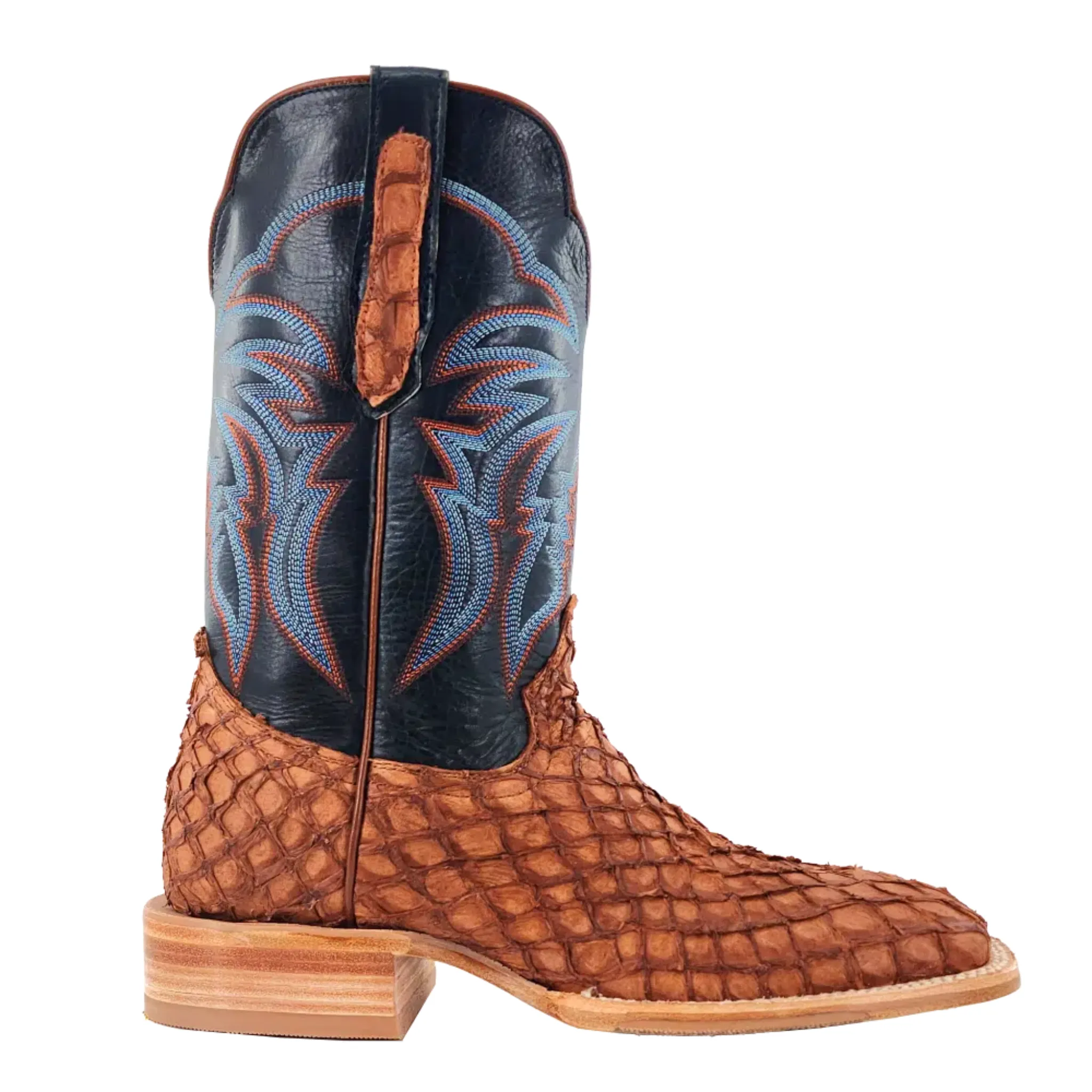 R. WATSON MEN'S MATTE COGNAC PIRARUCU WESTERN BOOT - RW7802-2