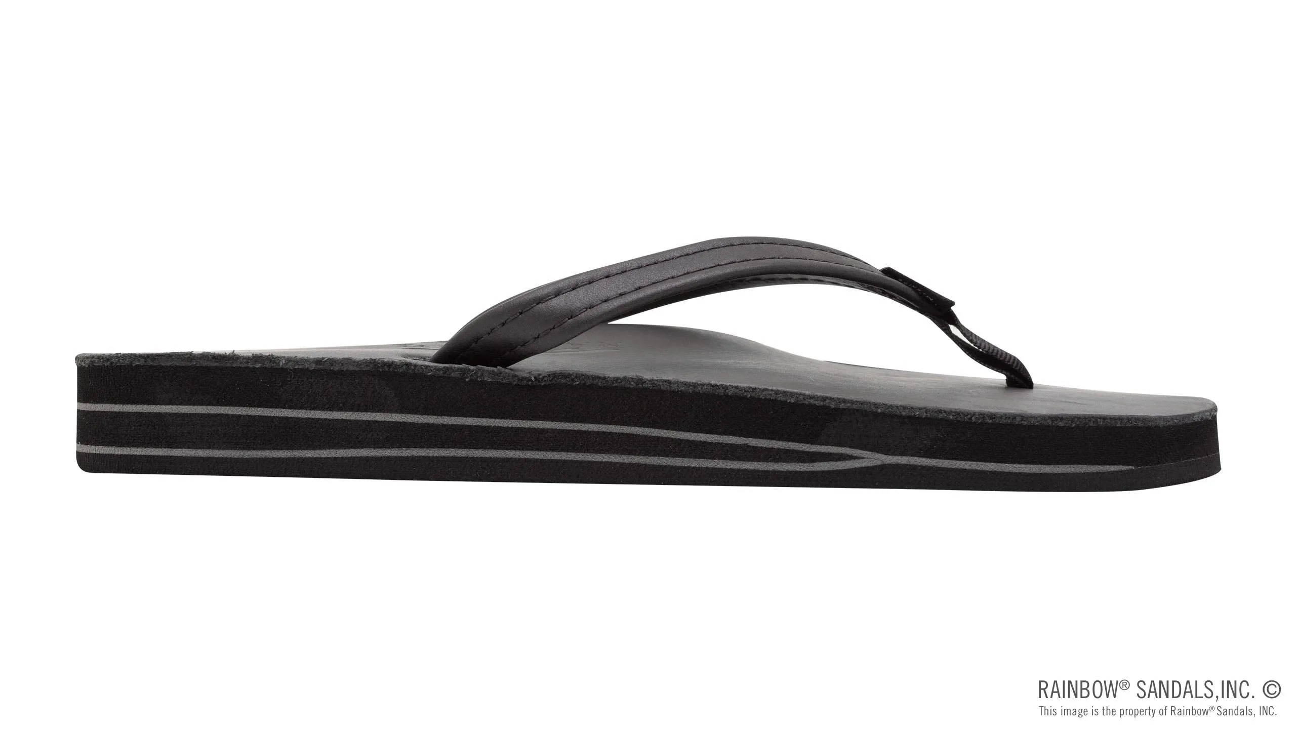 Rainbow Sandals Women’s Double Layer Premier Leather Narrow Strap w/Arch, Black