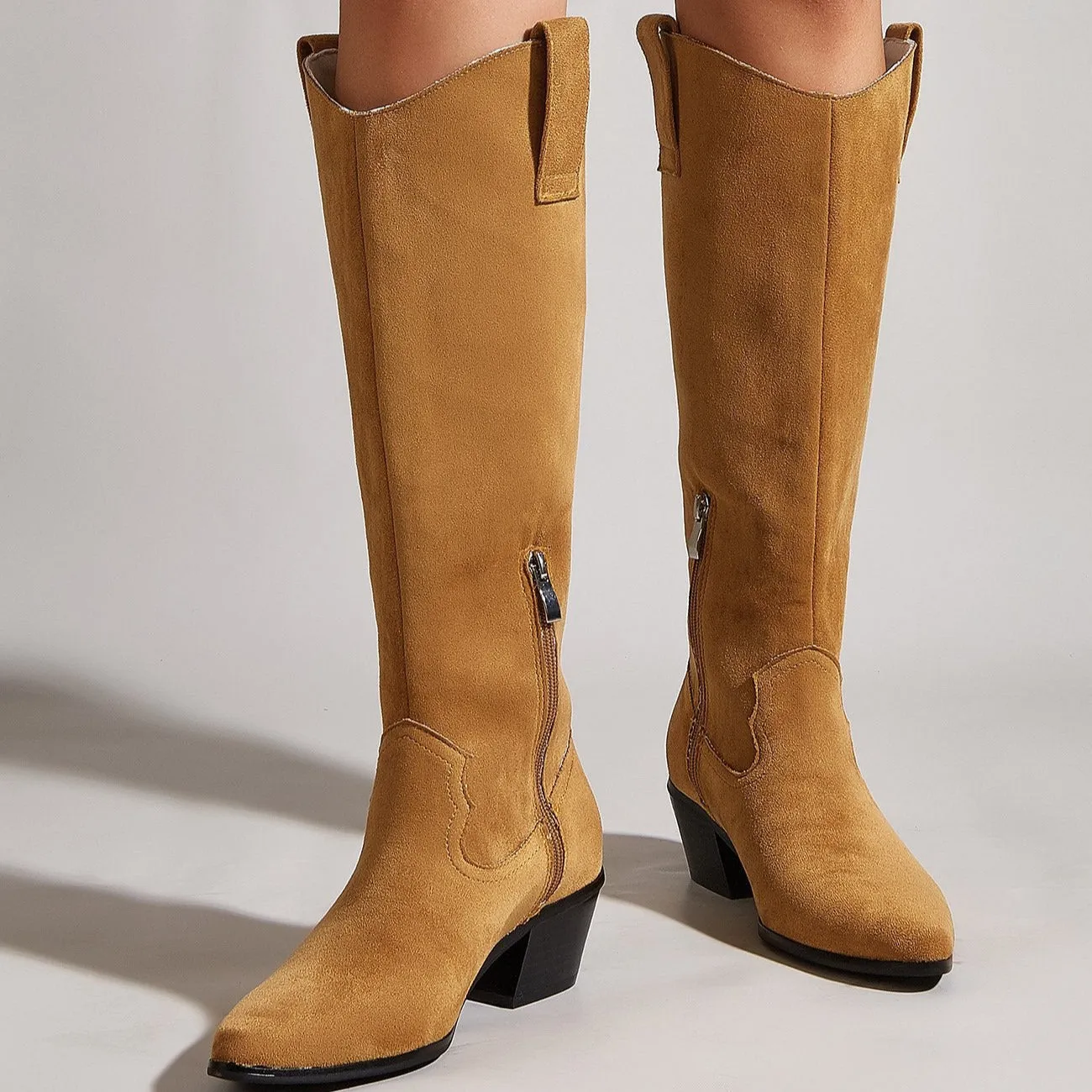 Retro Side Zipper Knight Boots