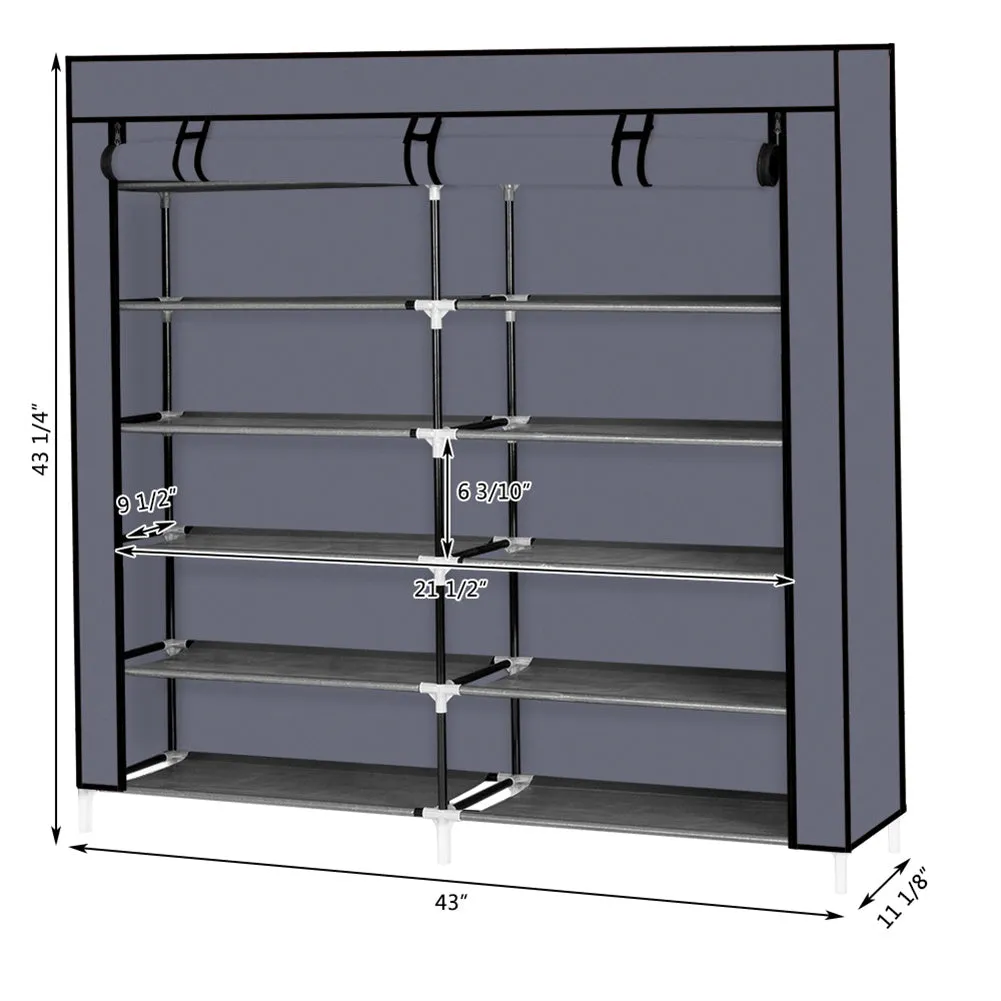 RONSHIN 7 Layers 14 Grids Shoe Cabinet Storage Rack 110*28*115cm GREY