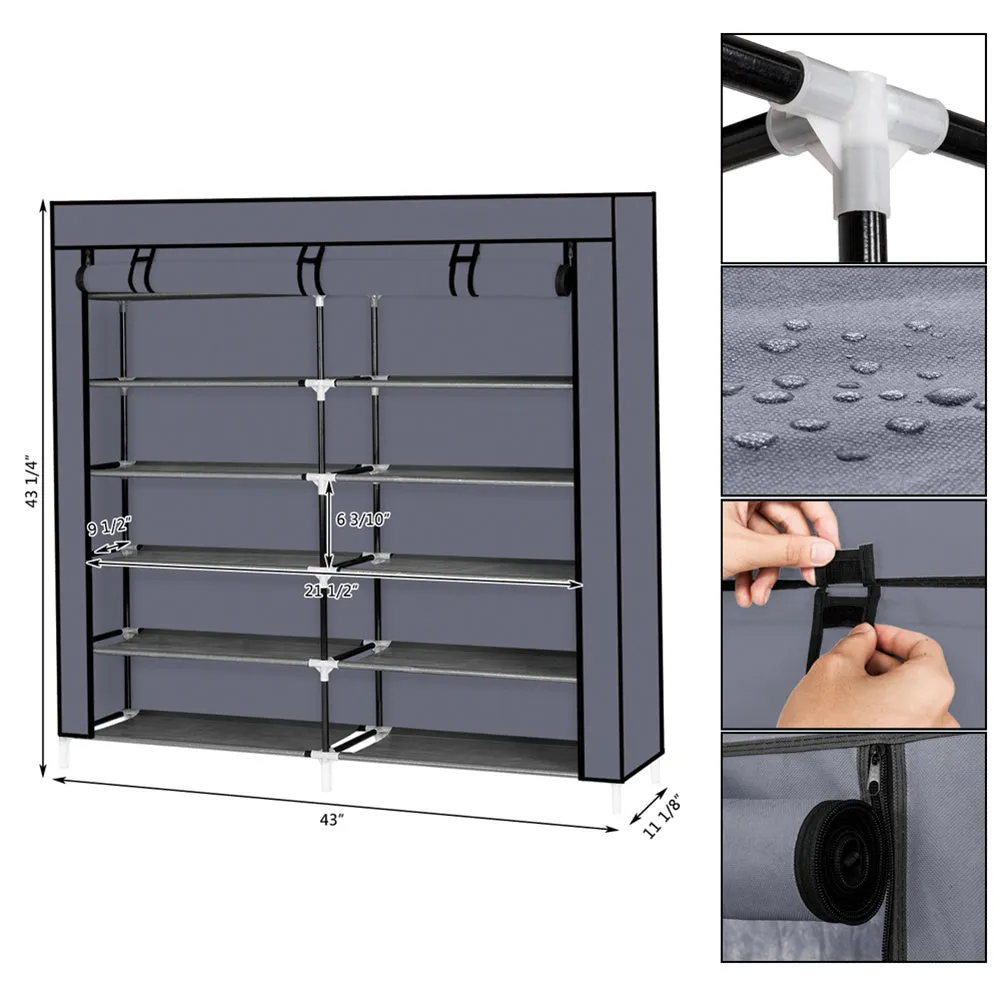 RONSHIN 7 Layers 14 Grids Shoe Cabinet Storage Rack 110*28*115cm GREY