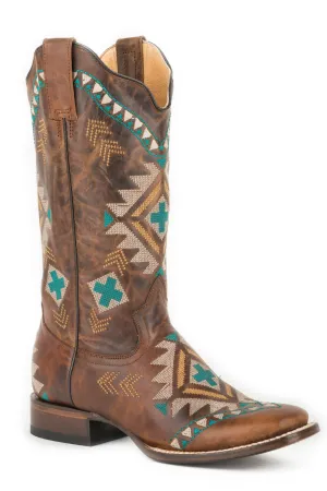 Roper Womens Brown Leather Southwest Mai Fashion Boots