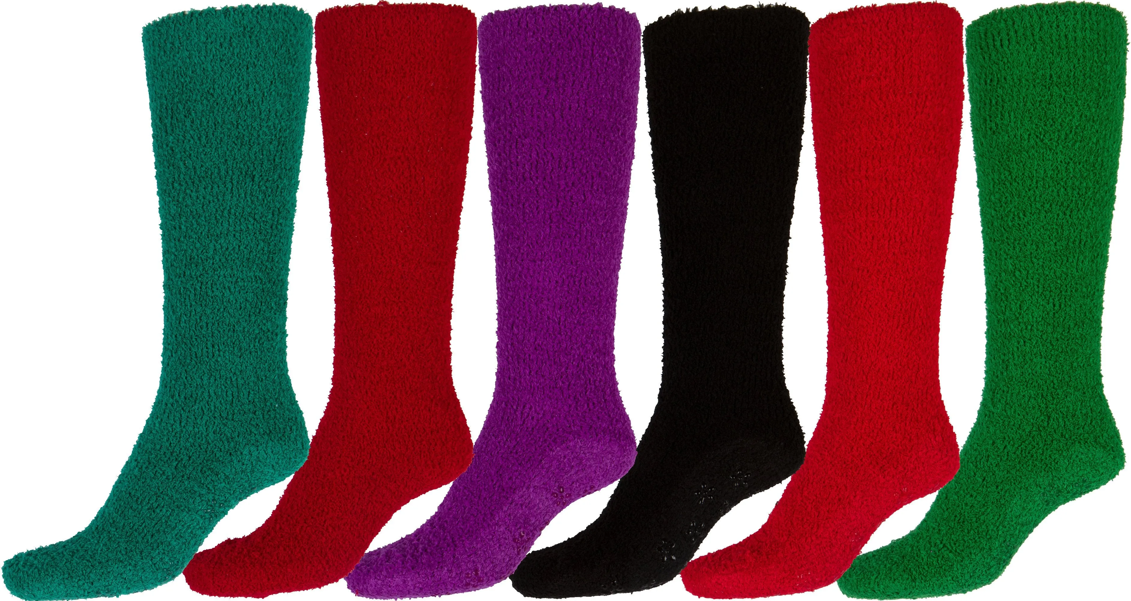 Sakkas Womens Super Soft Anti-Slip Fuzzy Knee High Socks Value Assorted 6-Pack