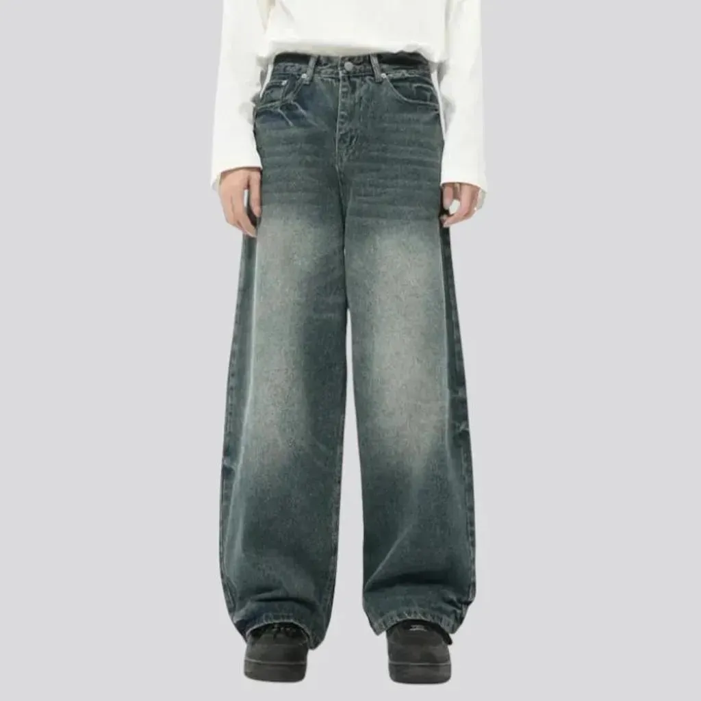 Sanded light washed out men's jeans